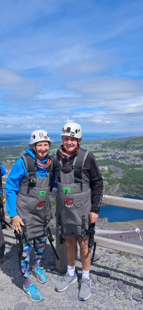Val and Mich at Penrhyn Quarry Zipwire